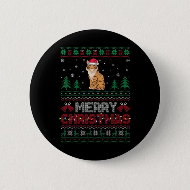 Savannah Cat Lovers Weihnachtsmannmütze Weihnachts Button (Vorderseite)