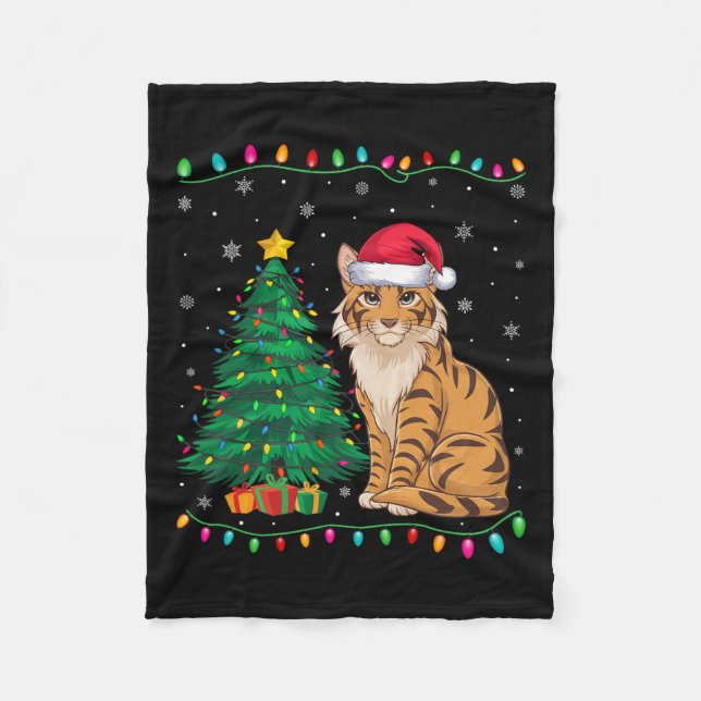 Savannah Cat Weihnachtsmannmütze Männer Frauen Kin Fleecedecke (Vorderseite)