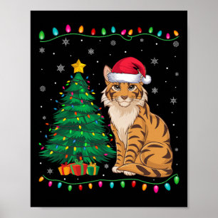 Savannah Cat Weihnachtsmannmütze Männer Frauen Kin Poster