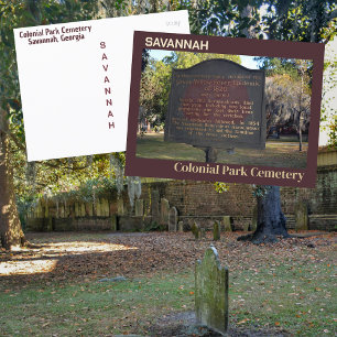 Savannah Colonial Park Gelbfieber-Gedenkstein Postkarte