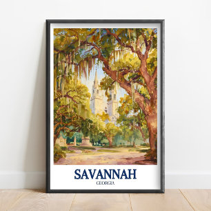 Savannah GA Drucke - Forsyth Park - Kathedrale von