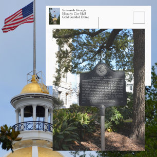Savannah GA Historisches Rathaus Marker Fotografis Postkarte