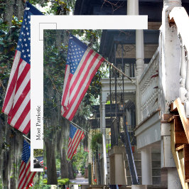 Savannah GA Patriotic Flags Jones St Fotografisch Postkarte