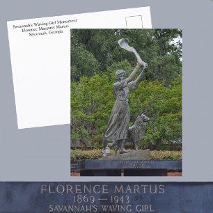 Savannah GA Waving Girl Monument Fotografie Postkarte