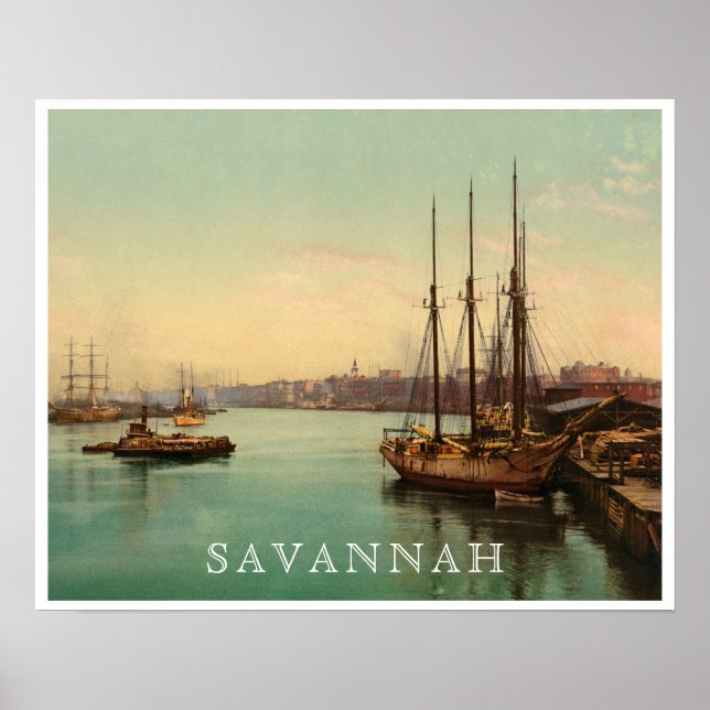 Savannah Georgia Historic River Scene Poster (Vorne)