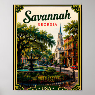 🌿 Savannah Georgia Historische Urlaubserinnerung  Poster