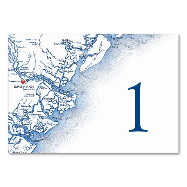 Savannah Georgia Karte Elegant Navy Blue Wedding (Vorderseite)