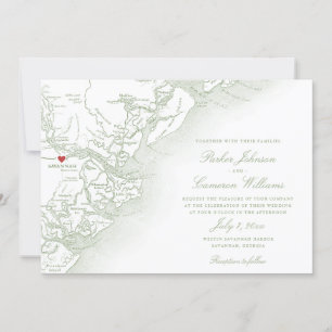 Savannah Georgia Karte Elegant Sage Green Wedding