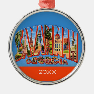 Savannah Georgia Retro Postcard Ornament Aus Metall