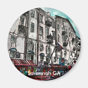 Savannah Georgia River Street Art zeichnend Magnet