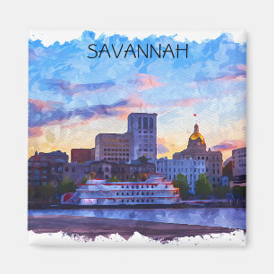 Savannah Georgia Skyline Riverfront Magnet