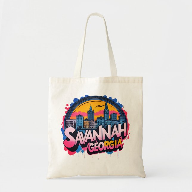 Savannah Georgia Skyline Tragetasche (Vorne)