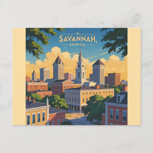 Savannah Georgia Vintag Skyline Postkarte
