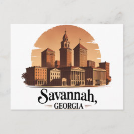 Savannah Georgia Vintag Skyline Postkarte