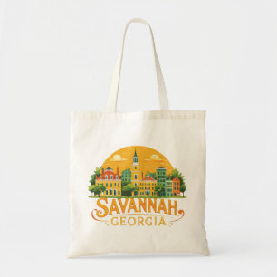 Savannah Georgia Vintage-Silhouette   Tragetasche