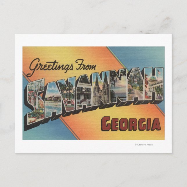 Savannah, Georgien - Große Briefmarkenszenen Postkarte (Vorderseite)