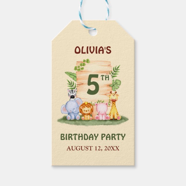 Savannah giraffe Löwe Hippo Zebra Elefant Geschenkanhänger (Vorderseite)