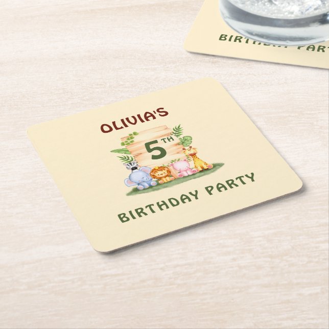 Savannah giraffe Löwe Hippo Zebra Elefant Rechteckiger Pappuntersetzer (angewinkelt)