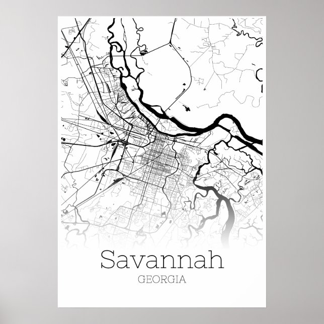 Savannah Map - Georgia - City Map Poster (Vorne)
