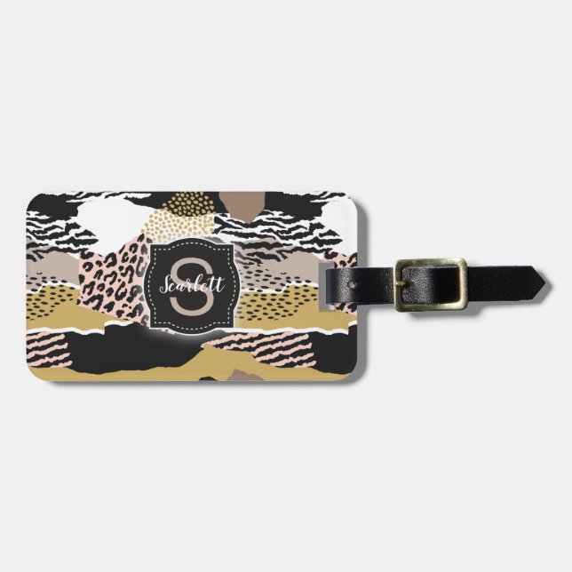 Savannah mit/ Custom Monogram & Name Gepäckanhänger (Vorderseite horizontal)
