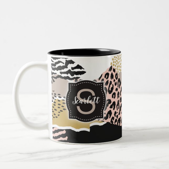 Savannah mit/ Custom Monogram & Name Zweifarbige Tasse (Links)