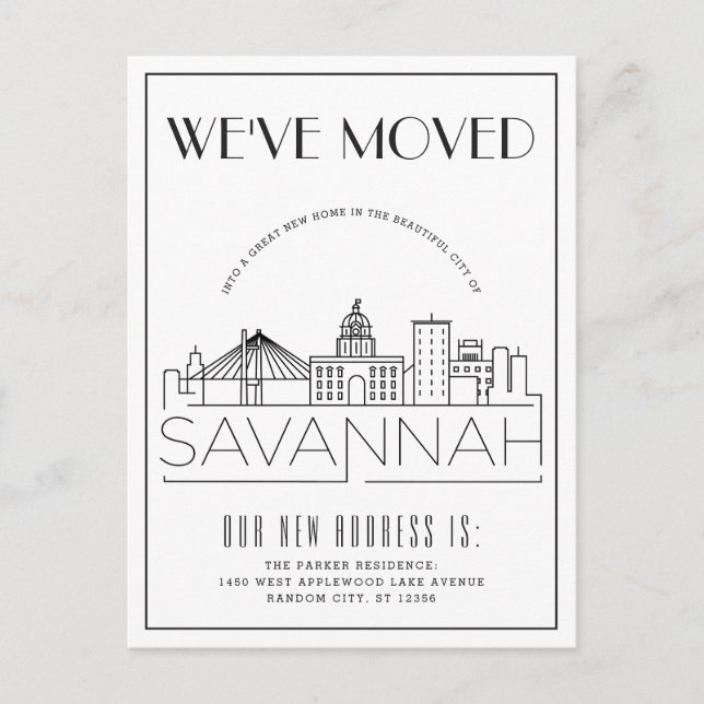 Savannah Modern Deko | Änderung der Anschrift Ankündigungspostkarte (Vorderseite)