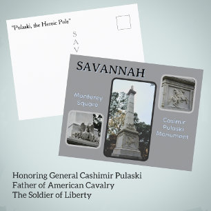 Savannah Monterey Square Casimir Pulaski Denkmal Postkarte