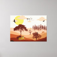 Savannah Nature Landschaft Sonnenuntergang Kunst, 