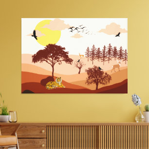 Savannah Nature Paysage Coucher de soleil toile d'