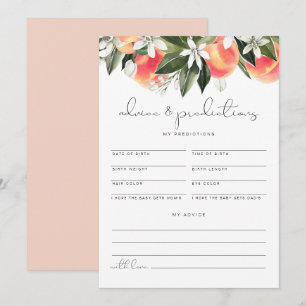 SAVANNAH Peach Baby Advice and Predictions Card Einladung