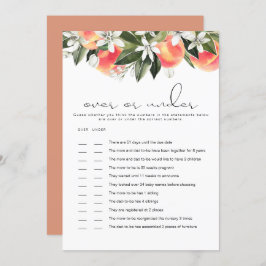 SAVANNAH Peach over under Baby Dusche Game Card Einladung