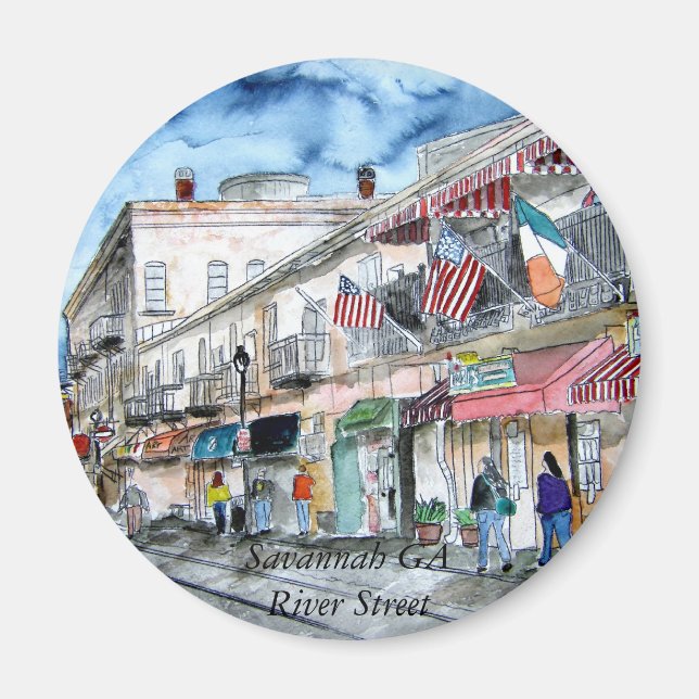 Savannah_river_street_painting, Savannah GA Riv.. Magnet (Vorne)