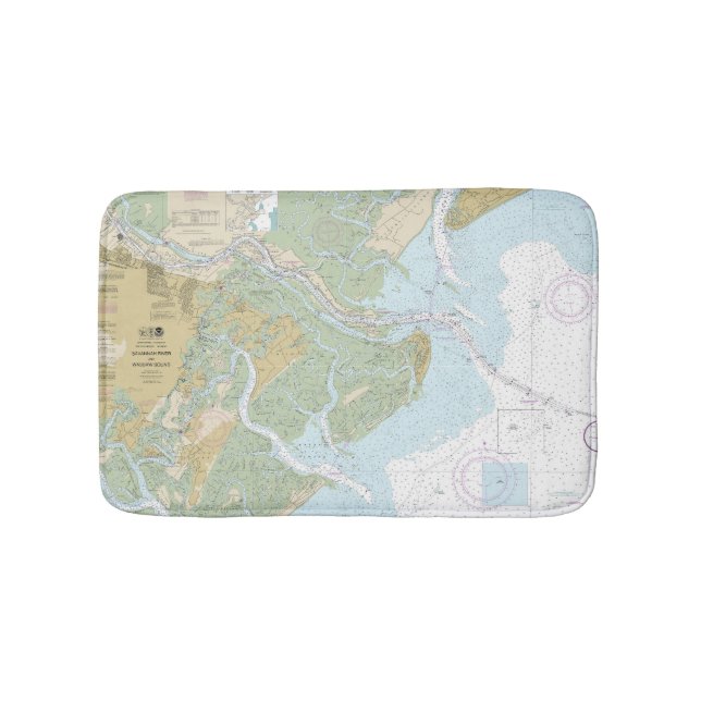 Savannah River und Wassaw Sound Nautical Chart Badematte (Vorderseite)