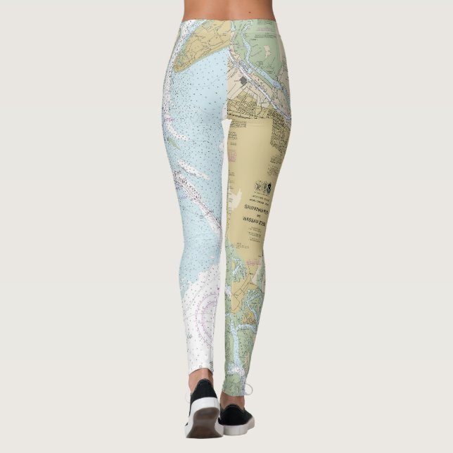 Savannah River und Wassaw Sound Nautical Chart Leggings (Rückseite)