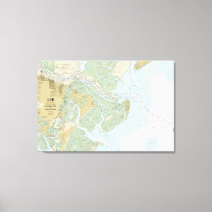 Savannah River und Wassaw Sound Nautical Chart Leinwanddruck