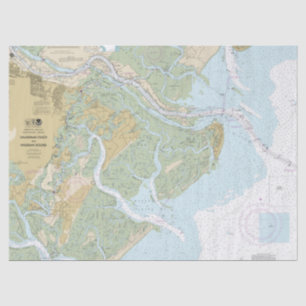 Savannah River und Wassaw Sound Nautical Chart Seidenpapier