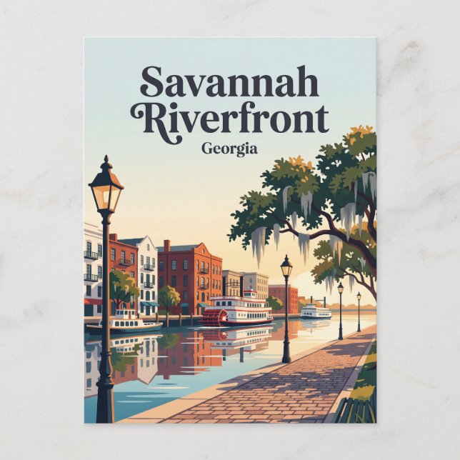 Savannah Riverfront Georgia Postkarte (Vorderseite)