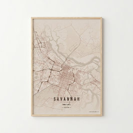 Savannah Rustic Map Print Poster Wandkunst Geschen