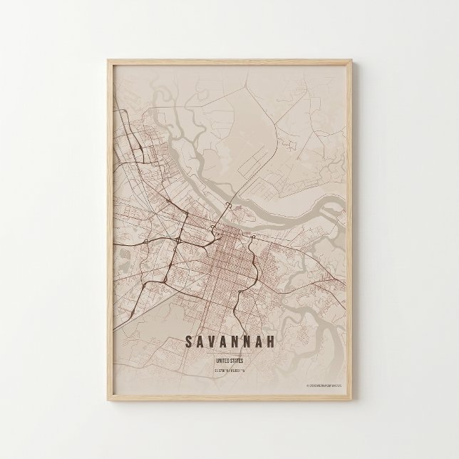 Savannah Rustic Map Print Poster Wandkunst Geschen (Von Creator hochgeladen)