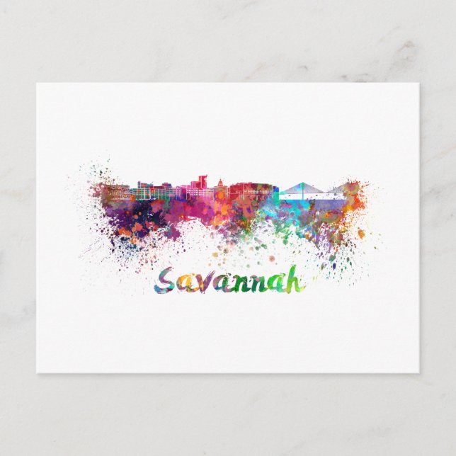 Savannah Skyline in Aquarell Postkarte (Vorderseite)
