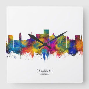 Savannah USA Skyline Quadratische Wanduhr