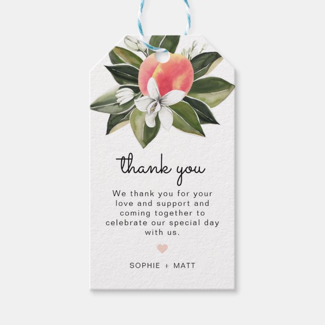 Savannah - Wasserfarben Peach White Floral Geschen Geschenkanhänger (Vorderseite)