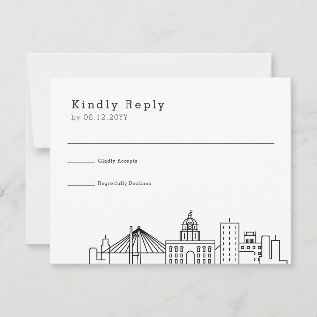 Savannah Wedding | Stilisierte Skyline-UAWG RSVP Karte (Vorderseite)