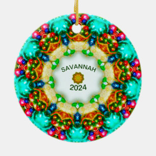 SAVANNAH~ Weihnachtsbilder Personalisierten Frakta Keramik Ornament
