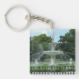 Savanne-Georgia Forsyth Park-Brunnen Schlüsselanhänger