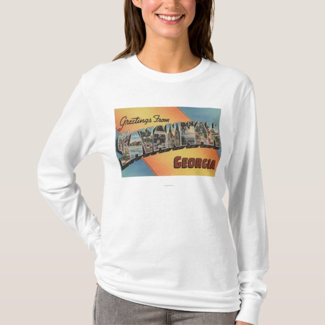 Savanne, Georgia - große Buchstabe-Szenen T-Shirt (Vorderseite)
