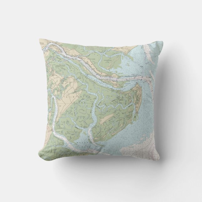 Savanne-Tybee Insel-Seediagramm-Kissen Kissen (Vorderseite)