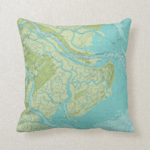 Savanne-Tybee Isl. Helles Seediagramm-Kissen Kissen