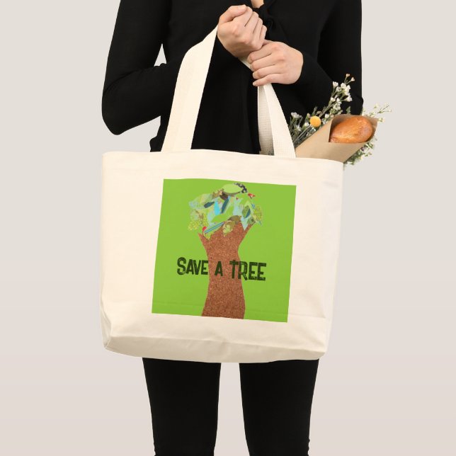 Save A Tree Large Tote Bag Jumbo Stoffbeutel (Vorderseite (Produkt))