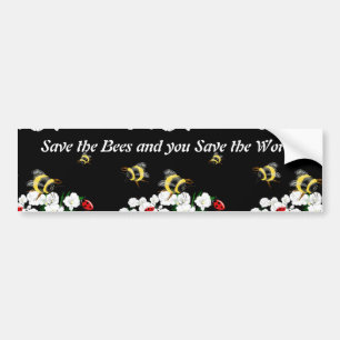 SAVE BEES save world - bee ladybug art Autoaufkleber